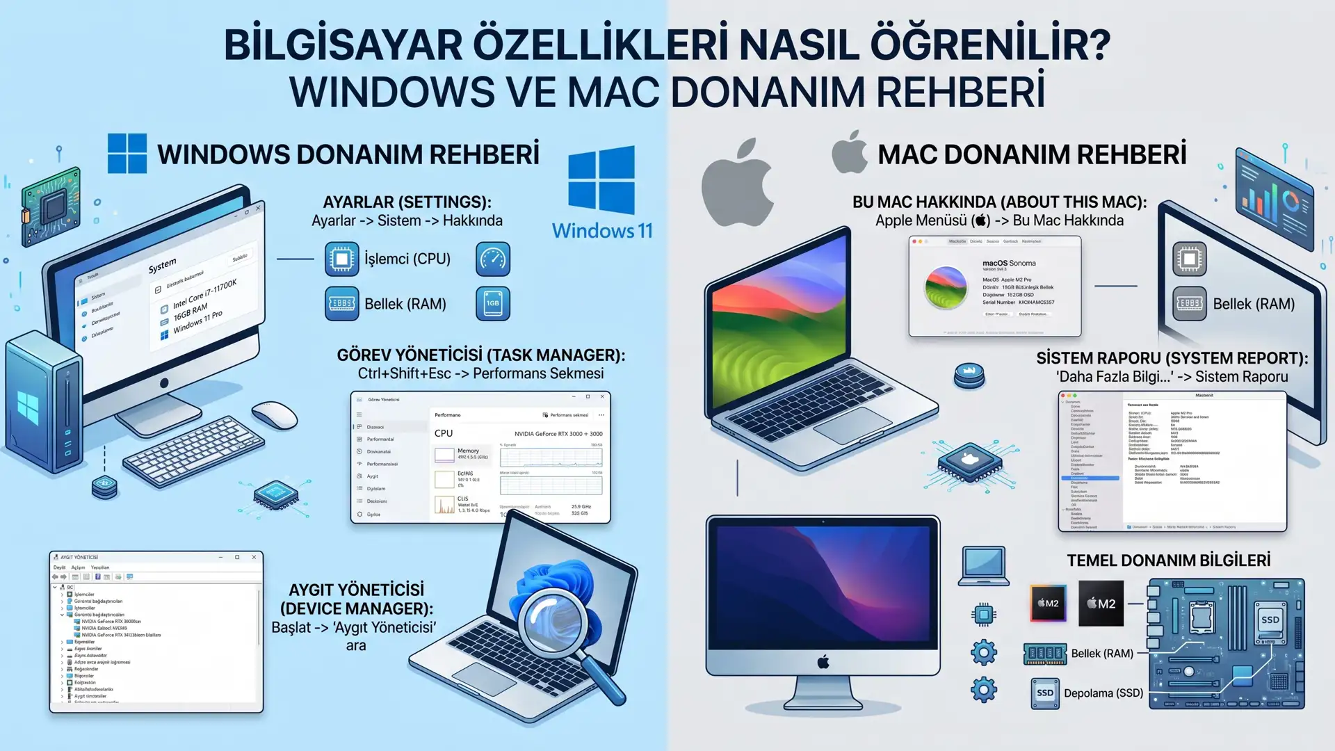 Bilgisayar Özellikleri Nasıl Öğrenilir? Windows ve Mac Donanım Rehberi - NKZ Bilgisayar